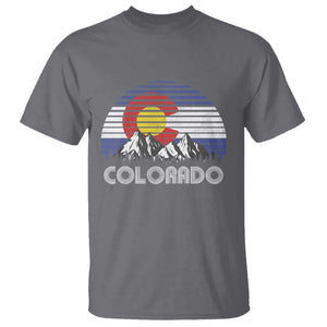 Colorado Flag Mountain 70s Retro Patriotic Colorado State Day T Shirt TS11 Charcoal Print Your Wear