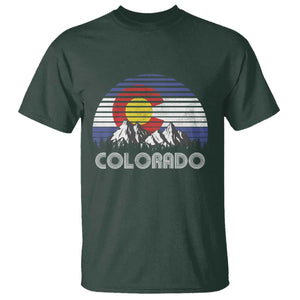 Colorado Flag Mountain 70s Retro Patriotic Colorado State Day T Shirt TS11 Dark Forest Green Print Your Wear