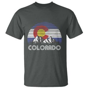 Colorado Flag Mountain 70s Retro Patriotic Colorado State Day T Shirt TS11 Dark Heather Print Your Wear