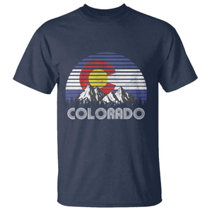 Colorado Flag Mountain 70s Retro Patriotic Colorado State Day T Shirt TS11 Navy Print Your Wear