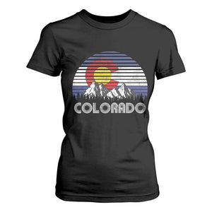 Colorado Flag Mountain 70s Retro Patriotic Colorado State Day T Shirt For Women TS11 Black Print Your Wear