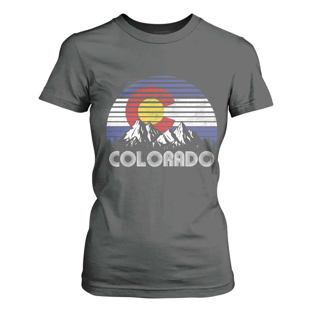 Colorado Flag Mountain 70s Retro Patriotic Colorado State Day T Shirt For Women TS11 Dark Heather Print Your Wear