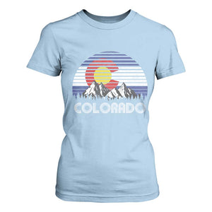 Colorado Flag Mountain 70s Retro Patriotic Colorado State Day T Shirt For Women TS11 Light Blue Print Your Wear