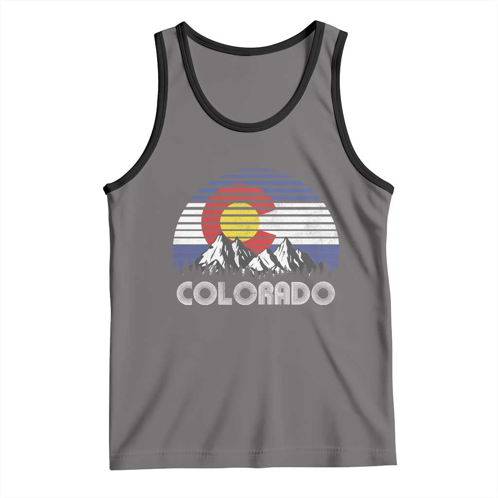 Colorado Flag Mountain 70s Retro Patriotic Colorado State Day Tank Top TS11 Deep Heather Black Print Your Wear