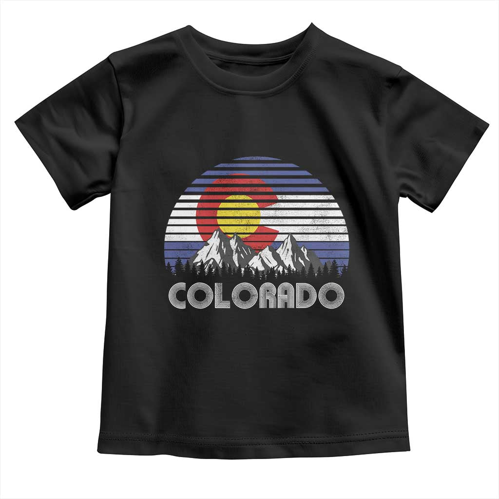 Colorado Flag Mountain 70s Retro Patriotic Colorado State Day Toddler T Shirt TS11 Black Print Your Wear