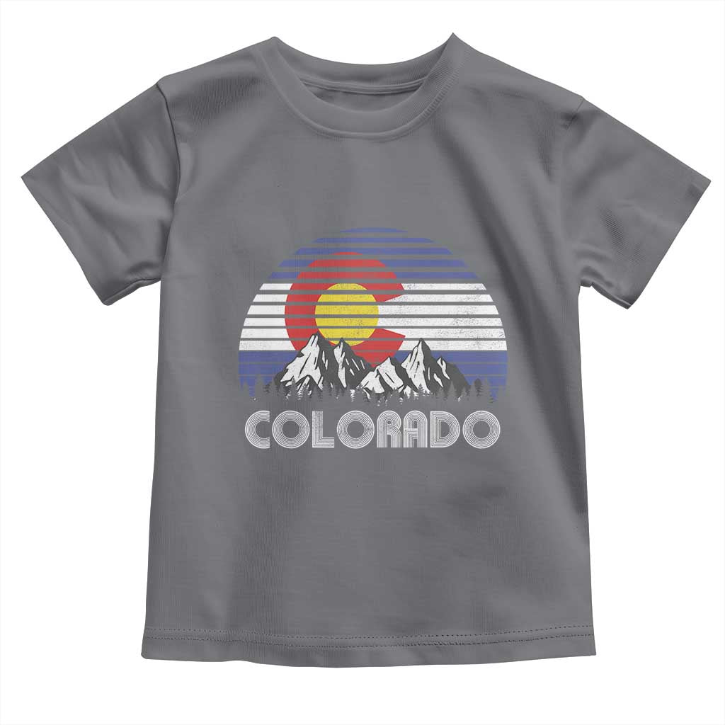 Colorado Flag Mountain 70s Retro Patriotic Colorado State Day Toddler T Shirt TS11 Charcoal Print Your Wear