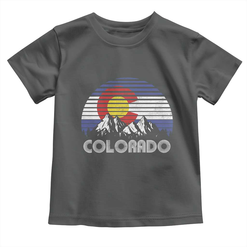 Colorado Flag Mountain 70s Retro Patriotic Colorado State Day Toddler T Shirt TS11 Dark Heather Print Your Wear