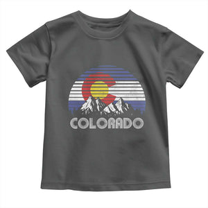 Colorado Flag Mountain 70s Retro Patriotic Colorado State Day Toddler T Shirt TS11 Dark Heather Print Your Wear