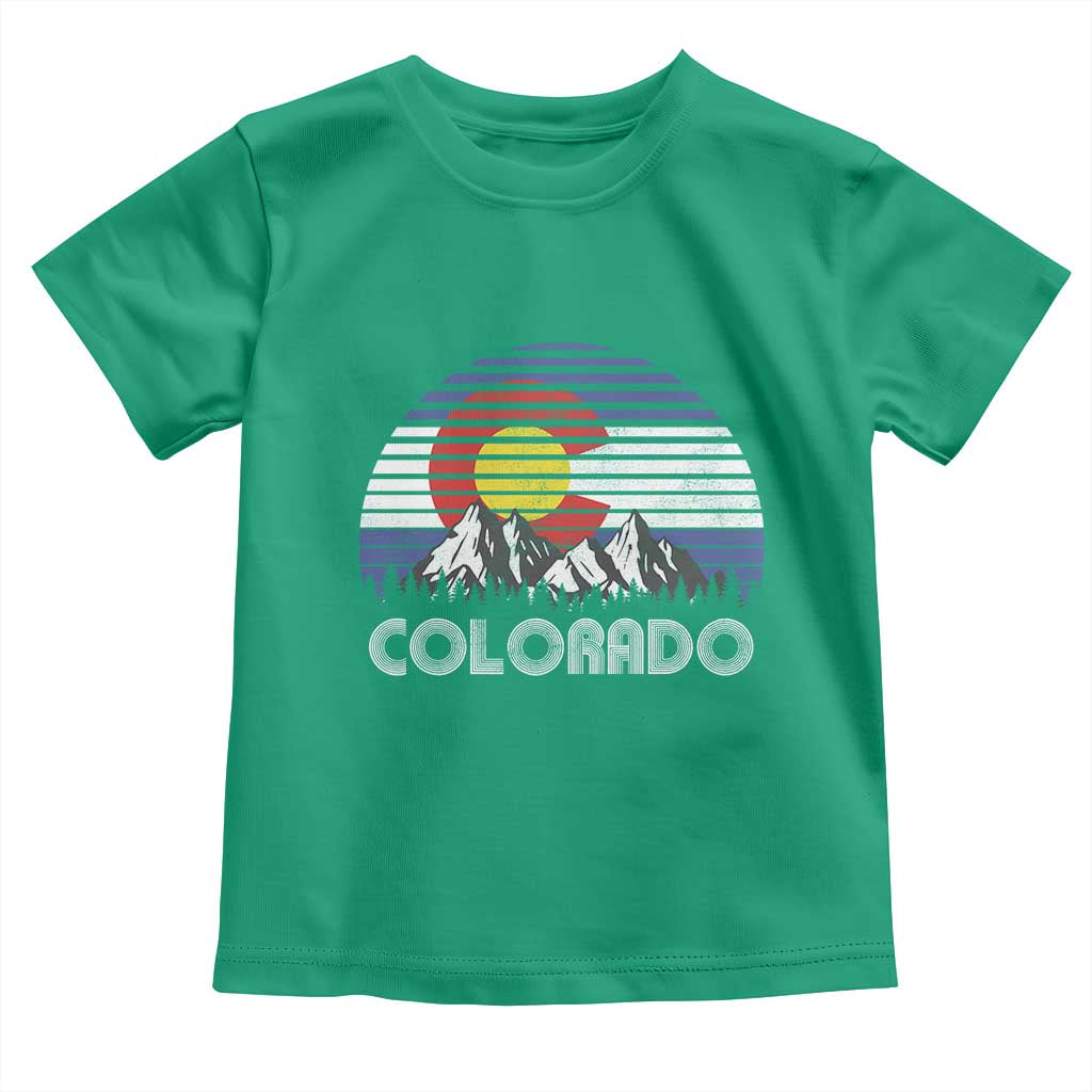 Colorado Flag Mountain 70s Retro Patriotic Colorado State Day Toddler T Shirt TS11 Irish Green Print Your Wear