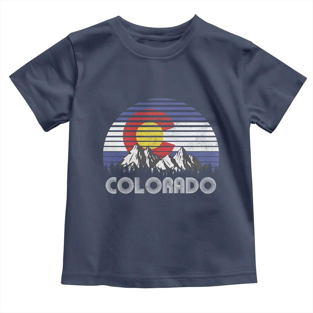 Colorado Flag Mountain 70s Retro Patriotic Colorado State Day Toddler T Shirt TS11 Navy Print Your Wear