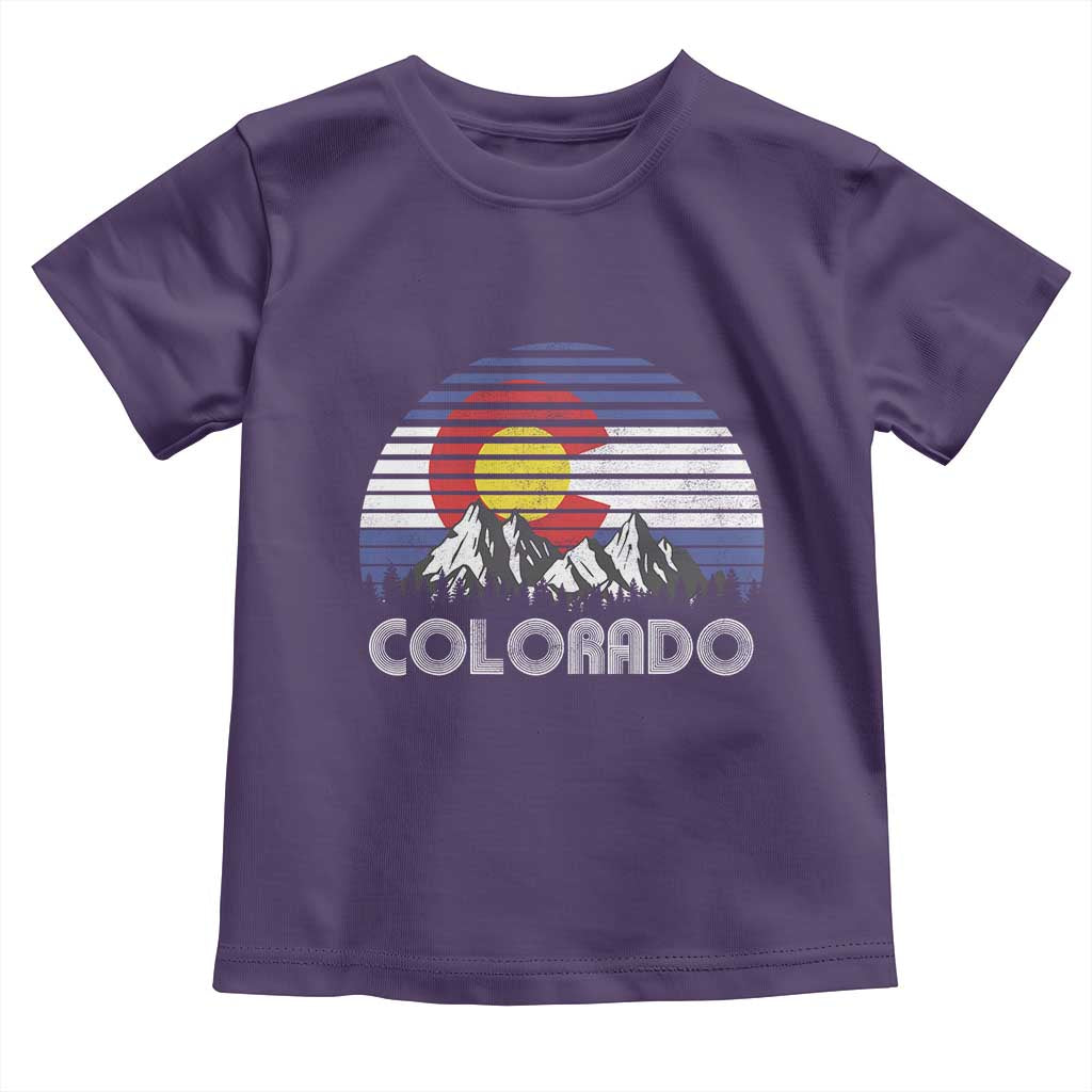 Colorado Flag Mountain 70s Retro Patriotic Colorado State Day Toddler T Shirt TS11 Purple Print Your Wear