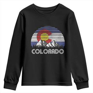 Colorado Flag Mountain 70s Retro Patriotic Colorado State Day Youth Sweatshirt TS11 Black Print Your Wear