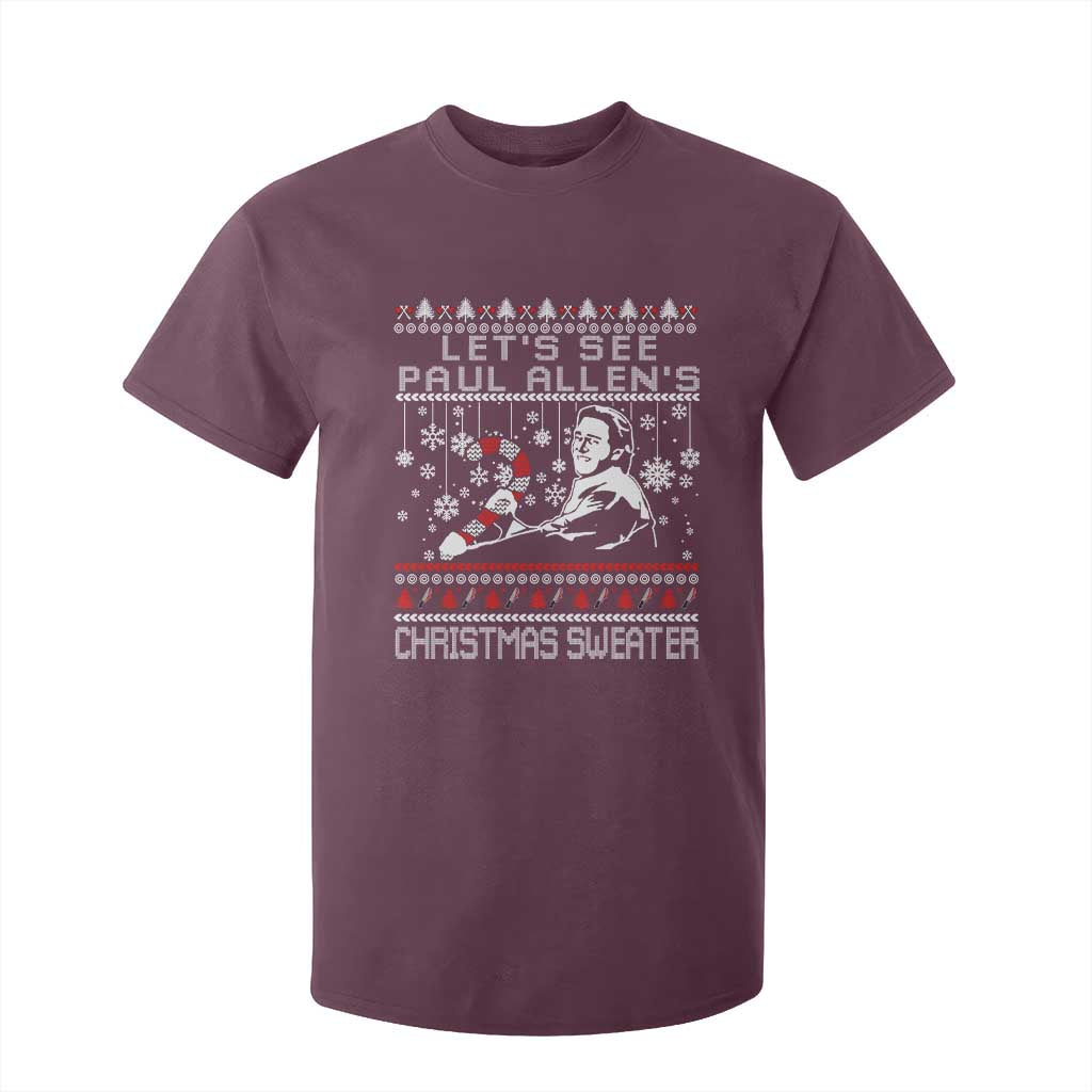 Funny Christmas Psycho T Shirt For Kid Lets See Paul Allens Christmas Sweater Serrial Killer Movie TS11 Maroon Print Your Wear