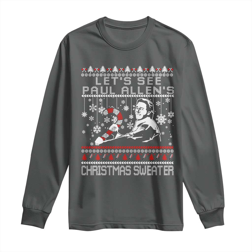 Funny Christmas Psycho Long Sleeve Shirt Lets See Paul Allens Christmas Sweater Serrial Killer Movie TS11 Dark Heather Print Your Wear