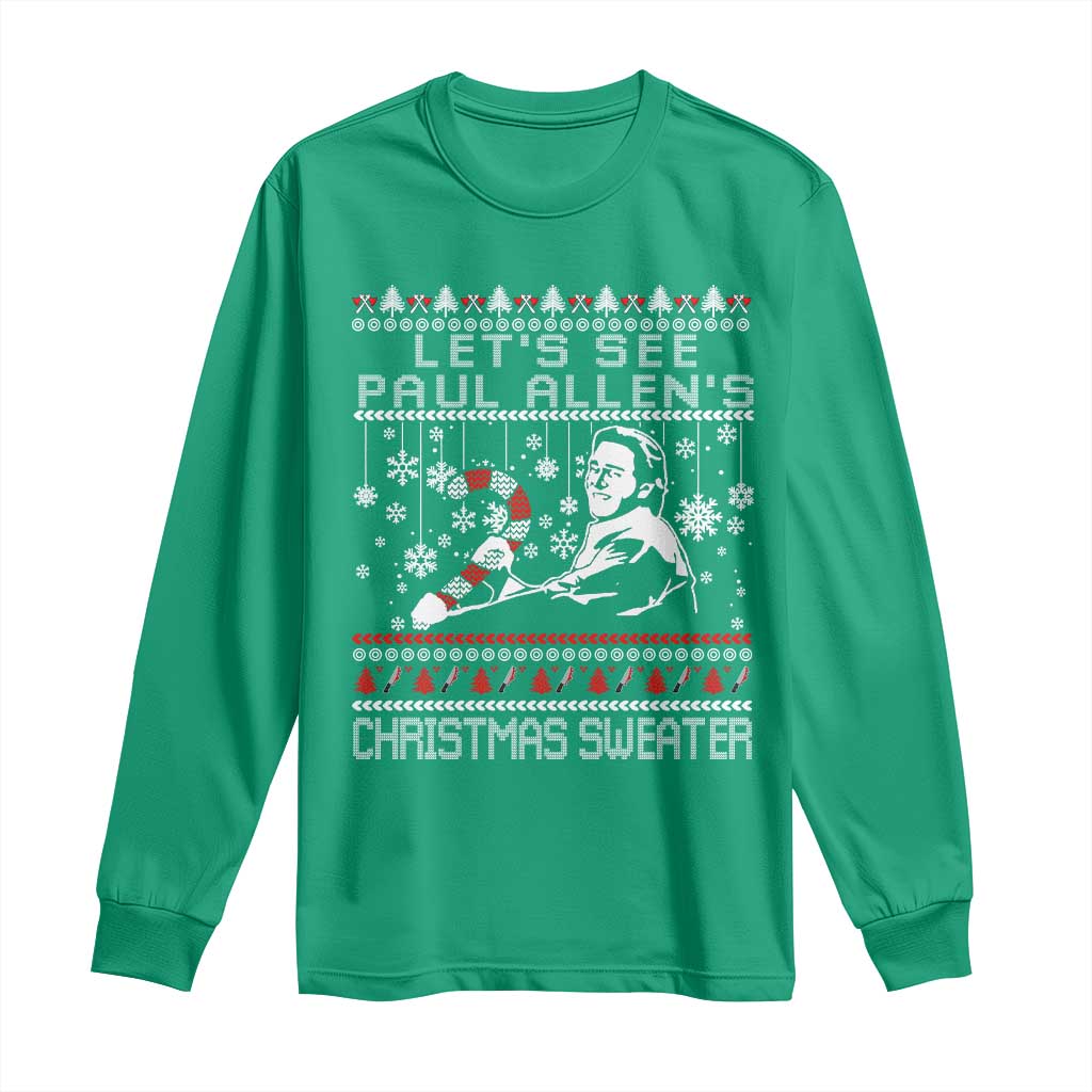 Funny Christmas Psycho Long Sleeve Shirt Lets See Paul Allens Christmas Sweater Serrial Killer Movie TS11 Irish Green Print Your Wear