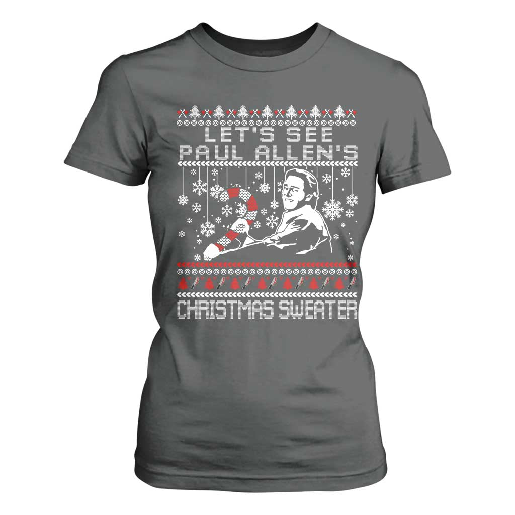 Funny Christmas Psycho T Shirt For Women Lets See Paul Allens Christmas Sweater Serrial Killer Movie TS11 Dark Heather Print Your Wear