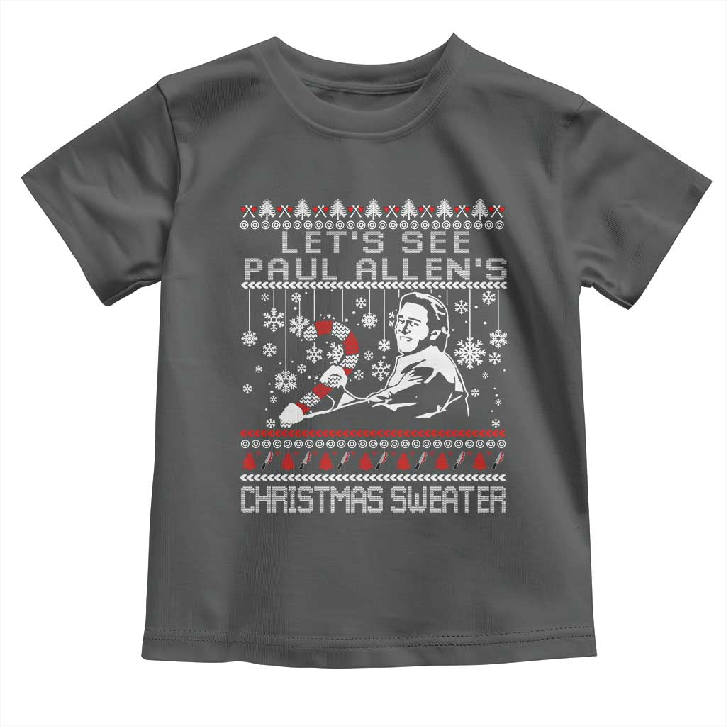 Funny Christmas Psycho Toddler T Shirt Lets See Paul Allens Christmas Sweater Serrial Killer Movie TS11 Dark Heather Print Your Wear