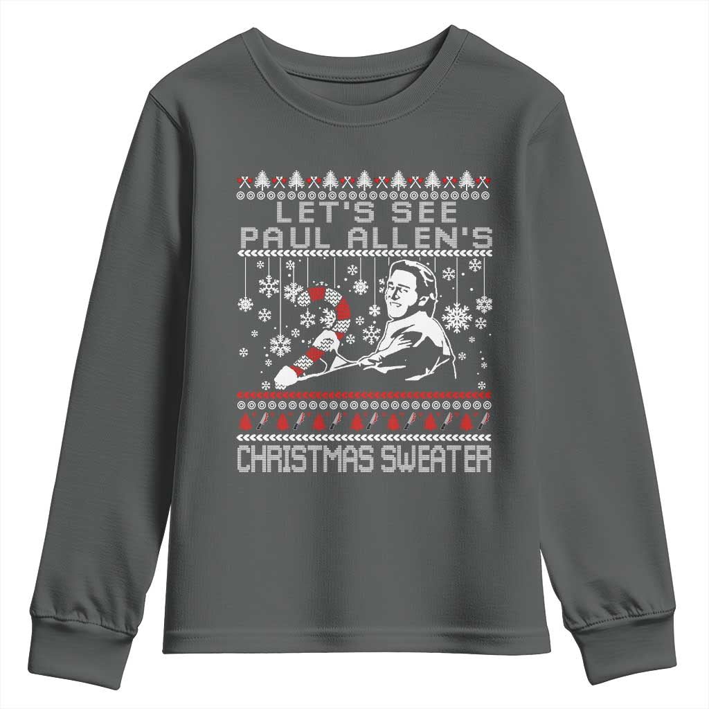 Funny Christmas Psycho Youth Sweatshirt Lets See Paul Allens Christmas Sweater Serrial Killer Movie TS11 Dark Heather Print Your Wear
