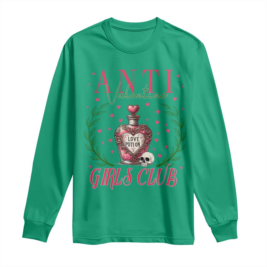 Funny Anti Valentine Girl Club Long Sleeve Shirt Love Potion Skull TS11 Irish Green Print Your Wear