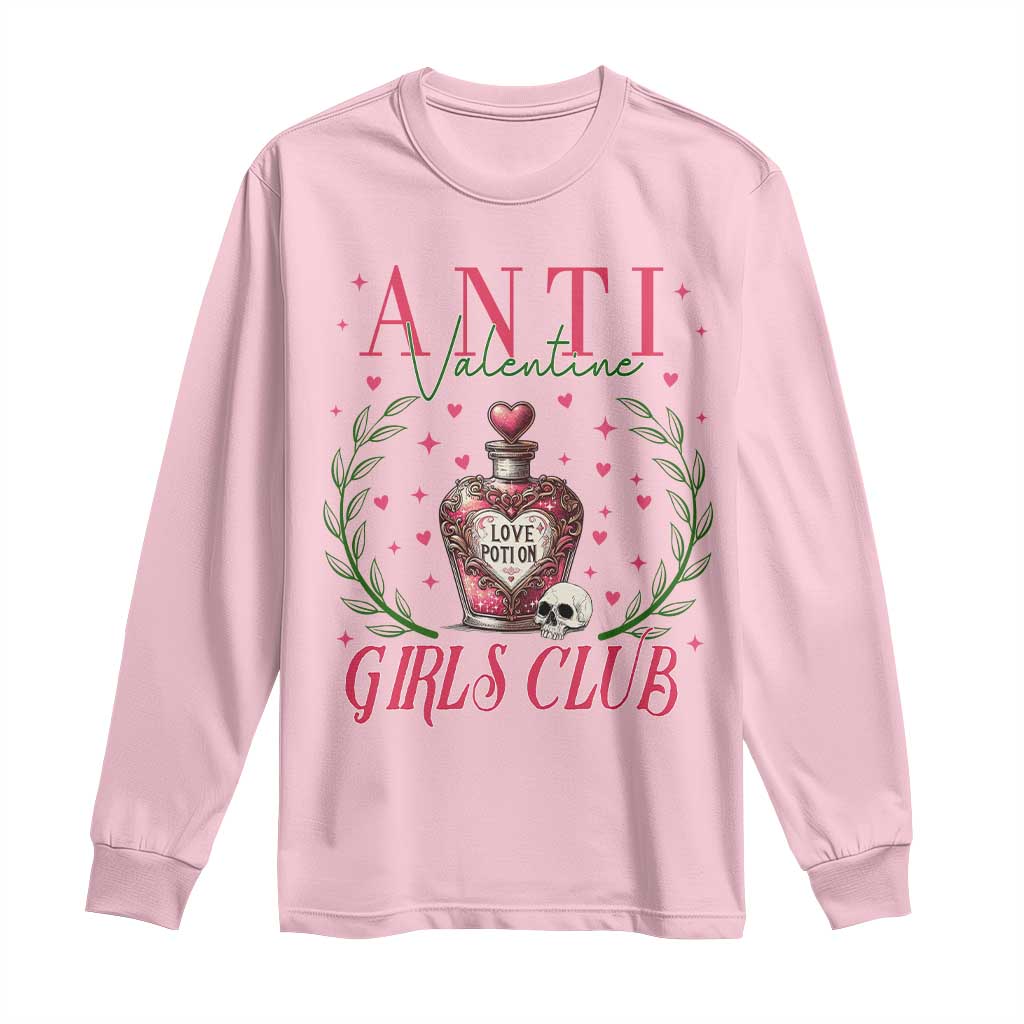 Funny Anti Valentine Girl Club Long Sleeve Shirt Love Potion Skull TS11 Light Pink Print Your Wear