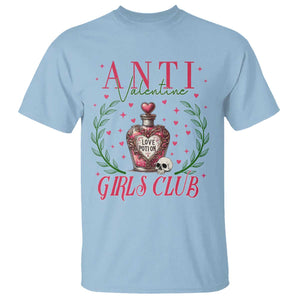 Funny Anti Valentine Girl Club T Shirt Love Potion Skull TS11 Light Blue Print Your Wear