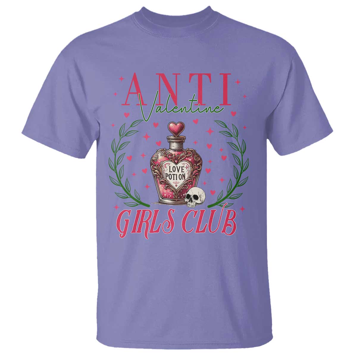 Funny Anti Valentine Girl Club T Shirt Love Potion Skull TS11 Violet Print Your Wear