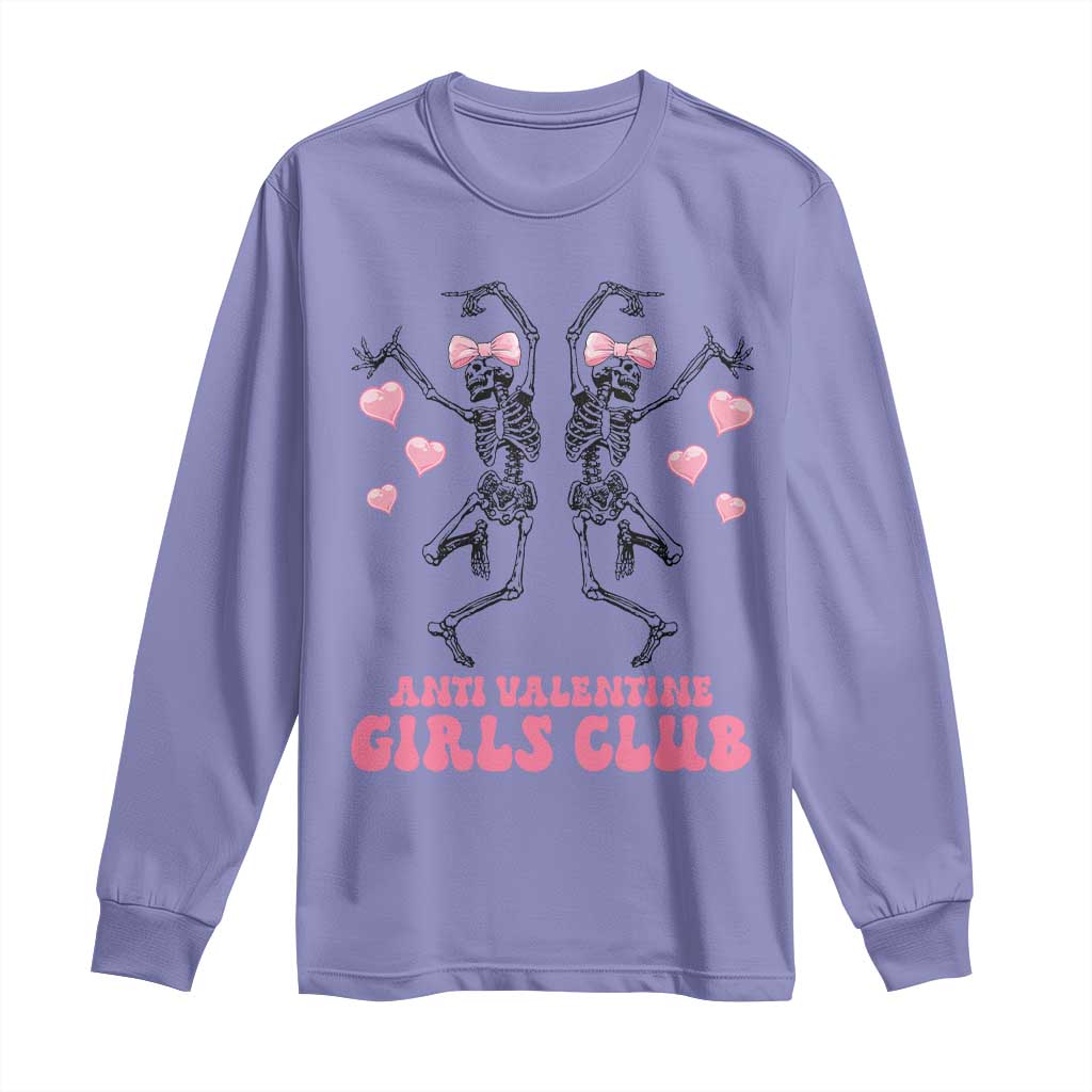 Funny Anti Valentine Girls Club Long Sleeve Shirt Anti Valentine's Day Skeleton TS11 Violet Print Your Wear