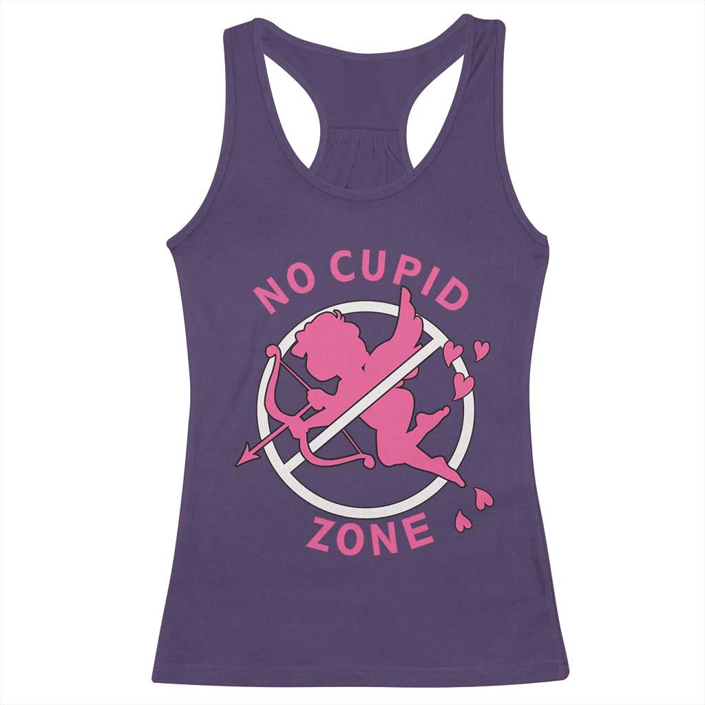 Funny Anti Valentine's Day Racerback Tank Top No Cupid Zone TS11 Purple Print Your Wear