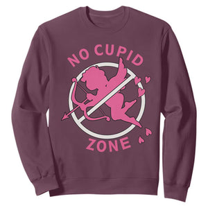Funny Anti Valentine's Day Sweatshirt No Cupid Zone TS11 Maroon Print Your Wear