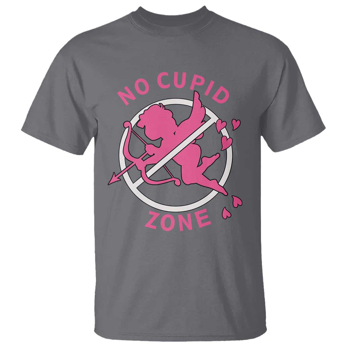 Funny Anti Valentine's Day T Shirt No Cupid Zone TS11 Charcoal Print Your Wear