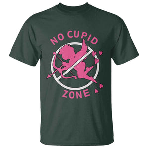 Funny Anti Valentine's Day T Shirt No Cupid Zone TS11 Dark Forest Green Print Your Wear