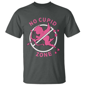 Funny Anti Valentine's Day T Shirt No Cupid Zone TS11 Dark Heather Print Your Wear