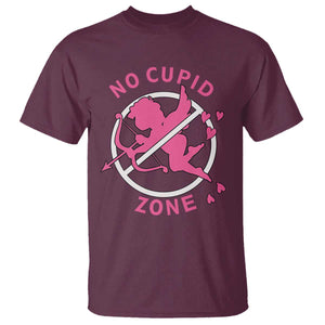 Funny Anti Valentine's Day T Shirt No Cupid Zone TS11 Maroon Print Your Wear