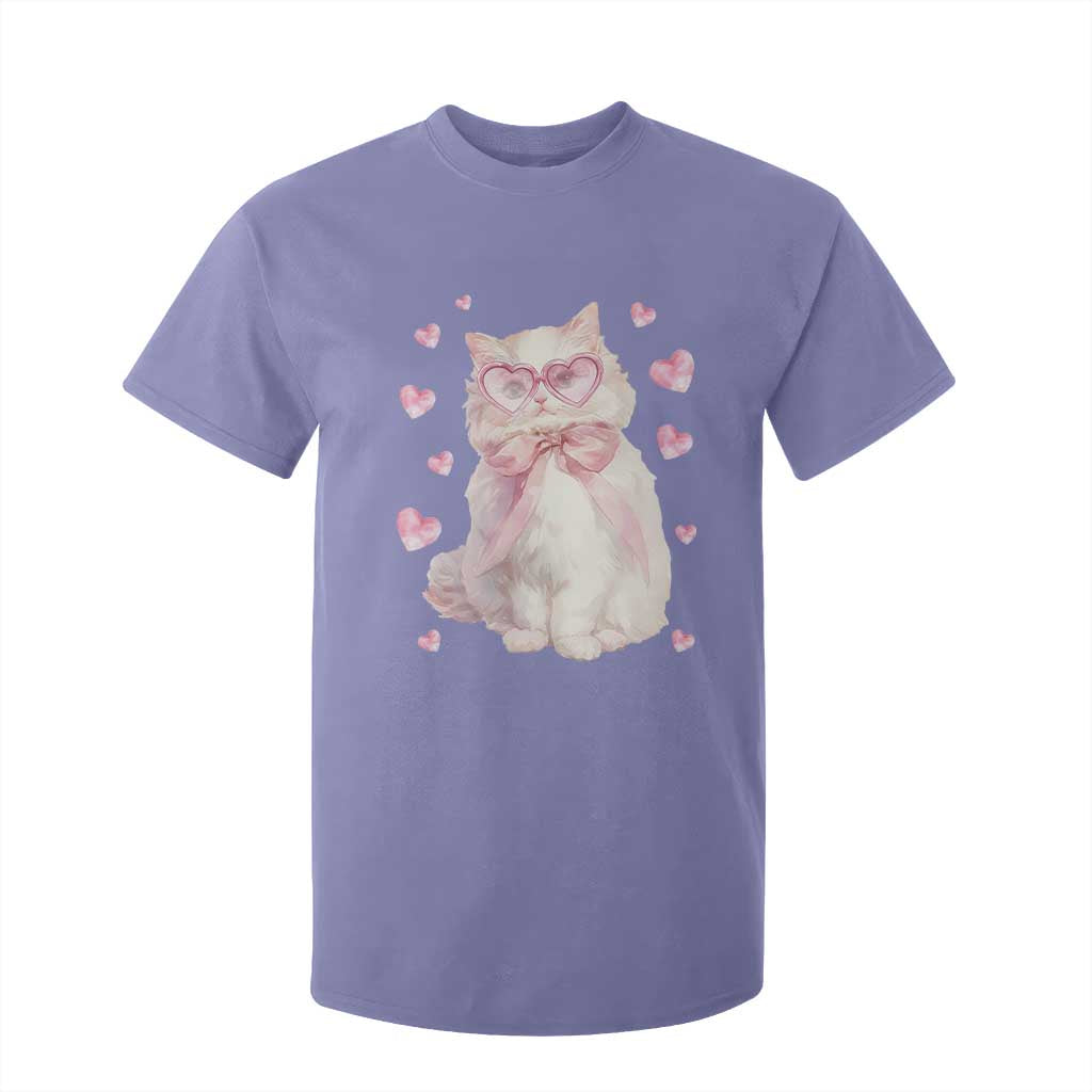 Funny Valentine's Day Cute Heart Cat T Shirt For Kid TS11 Violet Print Your Wear