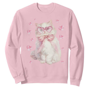 Funny Valentine's Day Cute Heart Cat Sweatshirt TS11 Light Pink Print Your Wear