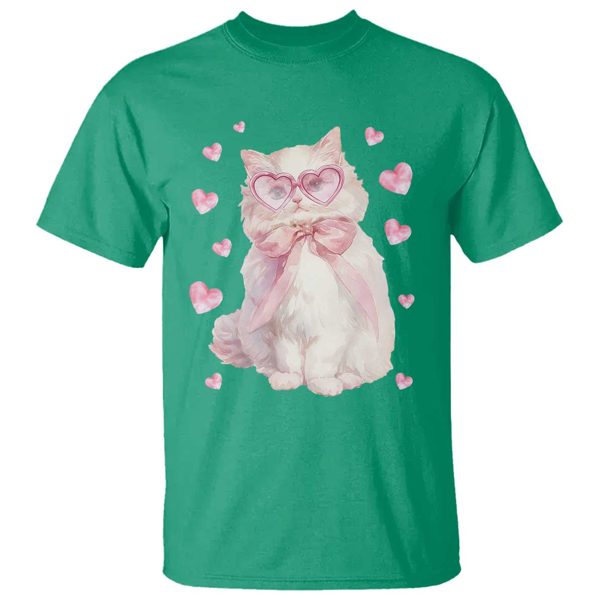 Funny Valentine's Day Cute Heart Cat T Shirt TS11 Irish Green Print Your Wear