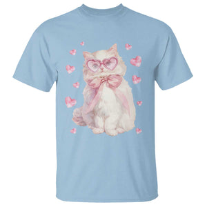 Funny Valentine's Day Cute Heart Cat T Shirt TS11 Light Blue Print Your Wear