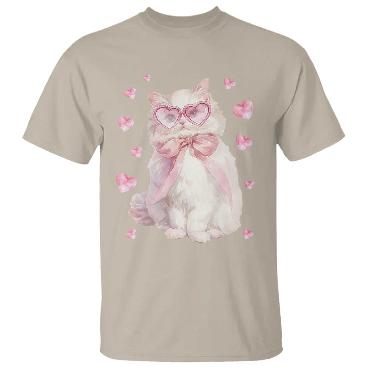 Funny Valentine's Day Cute Heart Cat T Shirt TS11 Sand Print Your Wear