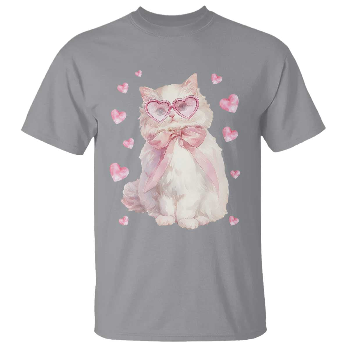 Funny Valentine's Day Cute Heart Cat T Shirt TS11 Sport Gray Print Your Wear
