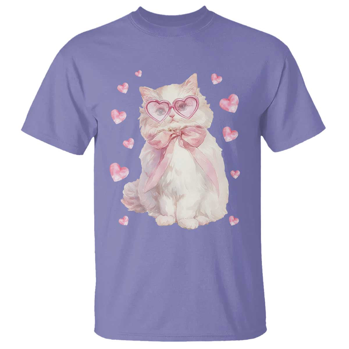Funny Valentine's Day Cute Heart Cat T Shirt TS11 Violet Print Your Wear