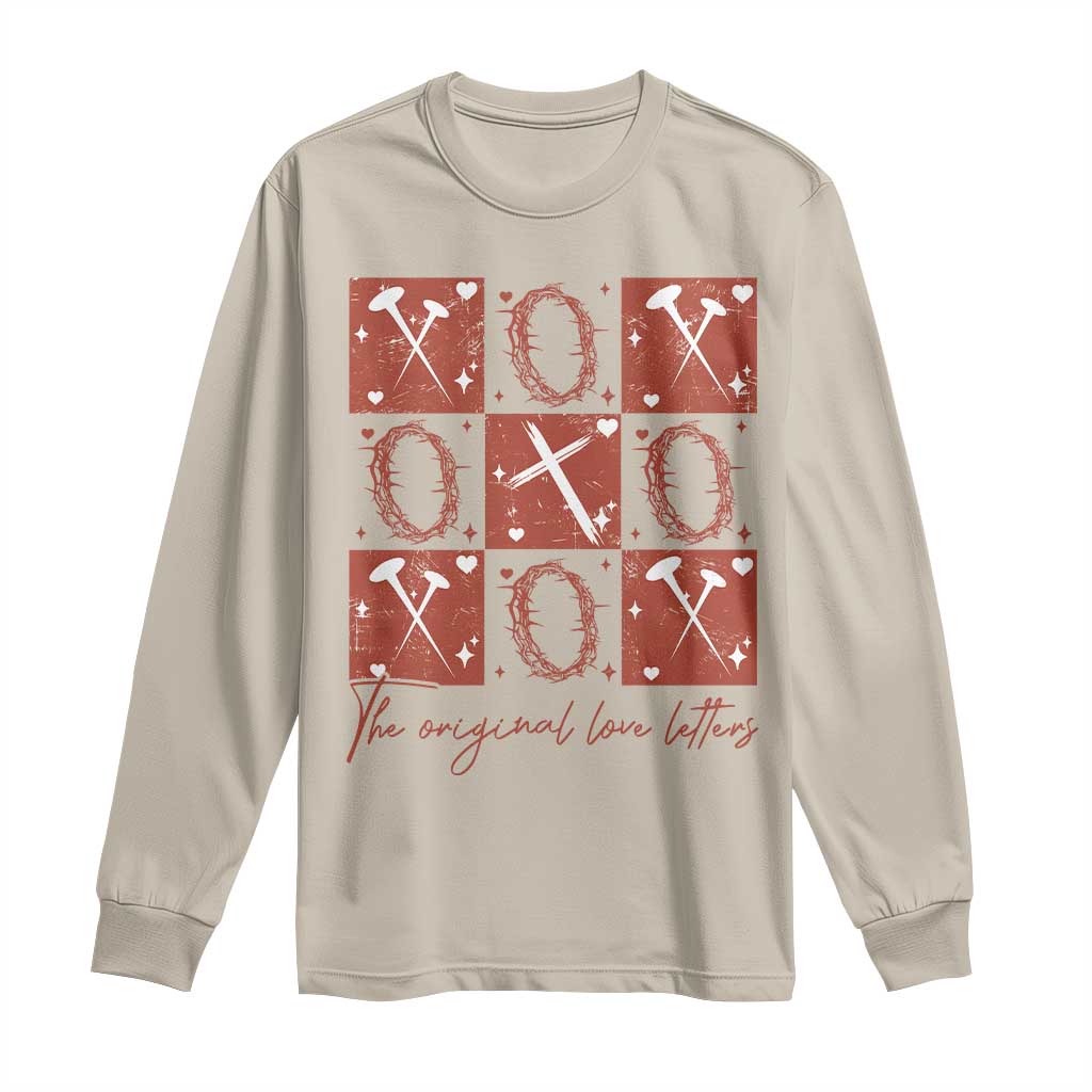 Christian Religious God Valentine's Day Long Sleeve Shirt The Original Love Letters Thorns Cross TS11 Sand Print Your Wear