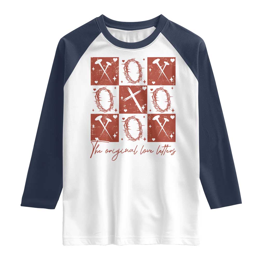 Christian Religious God Valentine's Day Raglan Shirt The Original Love Letters Thorns Cross TS11 White Navy Print Your Wear