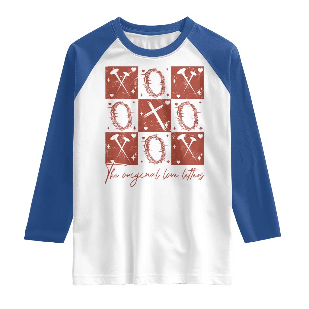Christian Religious God Valentine's Day Raglan Shirt The Original Love Letters Thorns Cross TS11 White Royal Print Your Wear