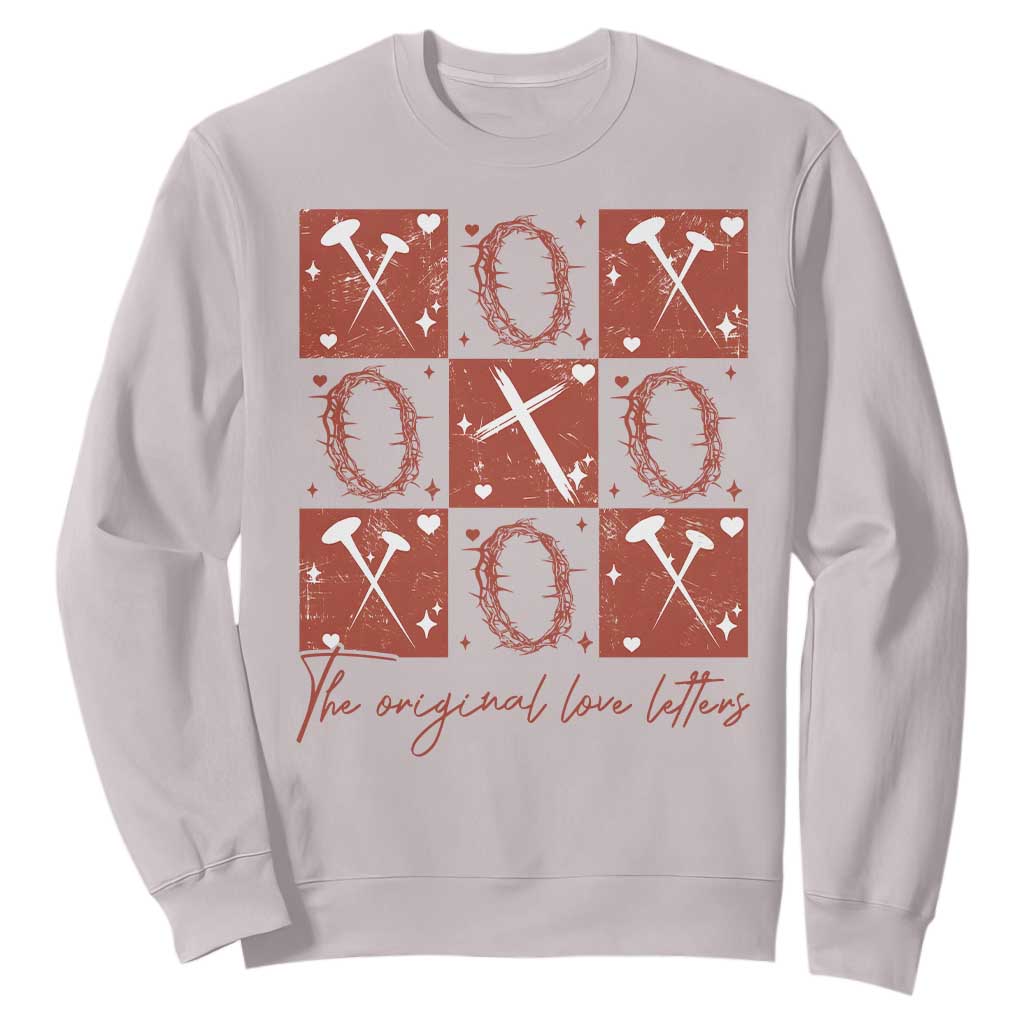 Christian Religious God Valentine's Day Sweatshirt The Original Love Letters Thorns Cross TS11 Ice Gray Print Your Wear