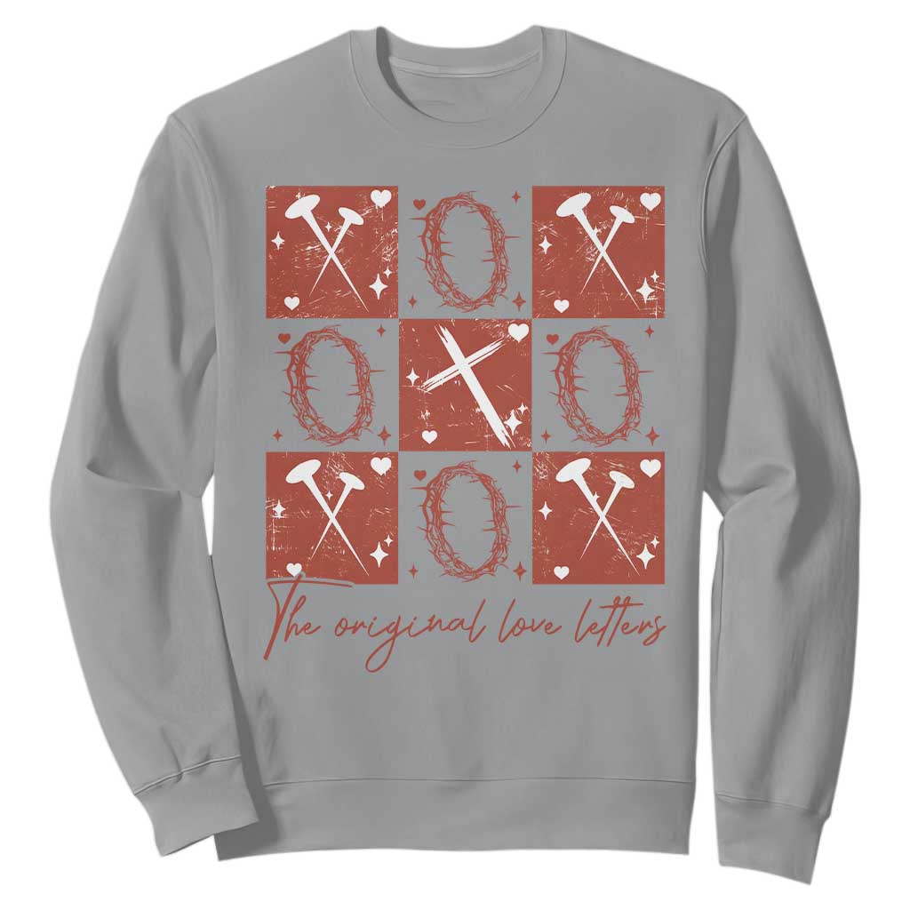 Christian Religious God Valentine's Day Sweatshirt The Original Love Letters Thorns Cross TS11 Sport Gray Print Your Wear