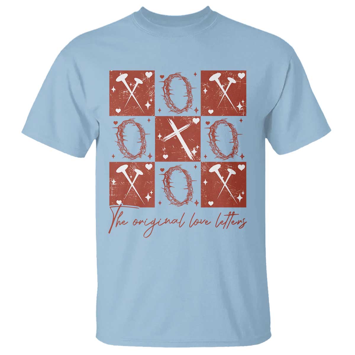 Christian Religious God Valentine's Day T Shirt The Original Love Letters Thorns Cross TS11 Light Blue Print Your Wear