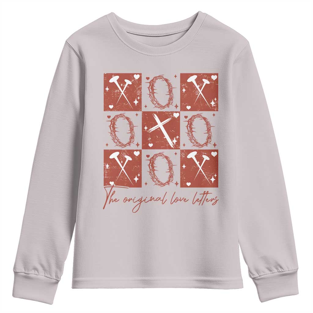 Christian Religious God Valentine's Day Youth Sweatshirt The Original Love Letters Thorns Cross TS11 Ice Gray Print Your Wear