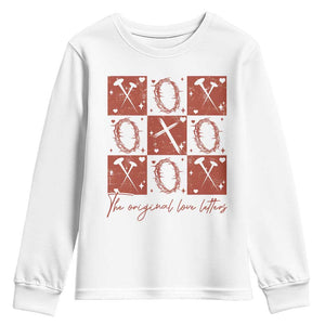 Christian Religious God Valentine's Day Youth Sweatshirt The Original Love Letters Thorns Cross TS11 White Print Your Wear