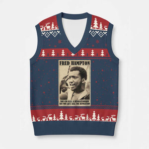 Fred Hampton Quote V-Neck Knit Sweater Vest You Can Kill A Revolutionary But You Cant Kill The Revolution TS11 Navy Red Print Your Wear