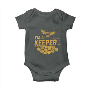 I Am A Keeper Baby Onesie Honey Bee Apiarist Funny Beekeeping TS11 Dark Heather Print Your Wear